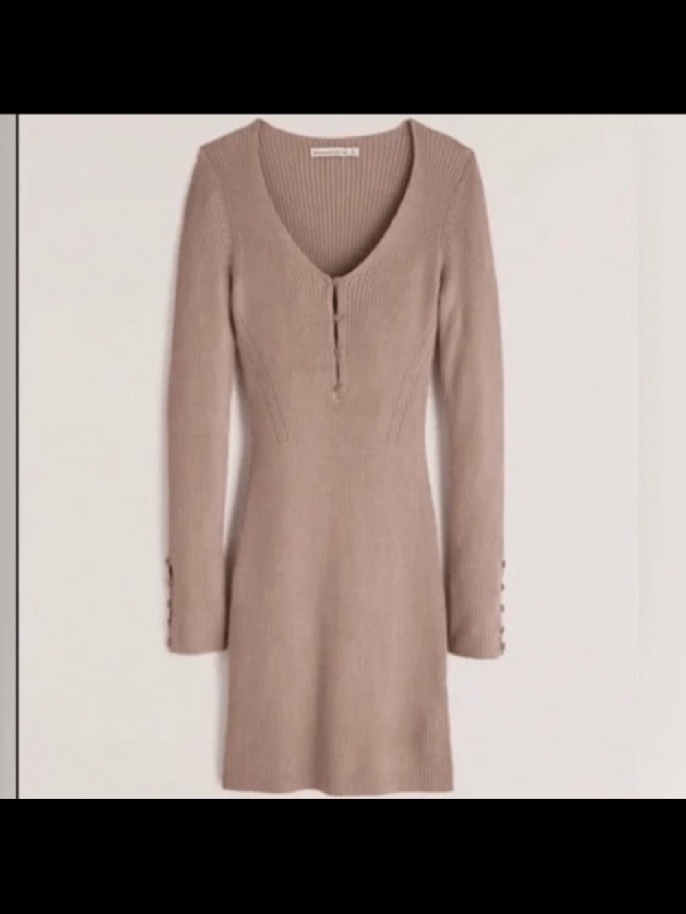 Abercrombie & Fitch Taupe Ribbed Henley Midi Dress XL